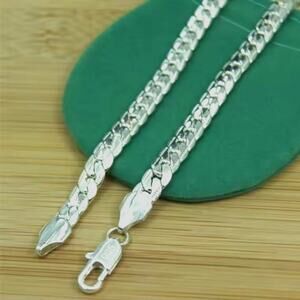 925 Sterling Silver Cuban Snake Chain Necklace Vintage Mens Fashion Gift NEW